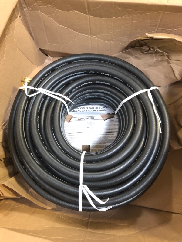 Photo 2 of Continental Premium Garden Black Heavy Duty Cold Water Garden Hose, 5/8in Inside Diameter x 100ft Length, Male x Female Garden Hose Thread