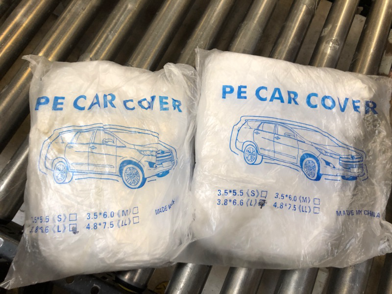 Photo 1 of BBTO 2 Pack Universal Plastic Car Cover with Elastic Band Disposable Car Covers Bulk 12.5 x 21.6 ft Waterproof Dustproof Full Exterior Covers Clear Car Protector for Sedan Outdoor Snow Rain Weather
