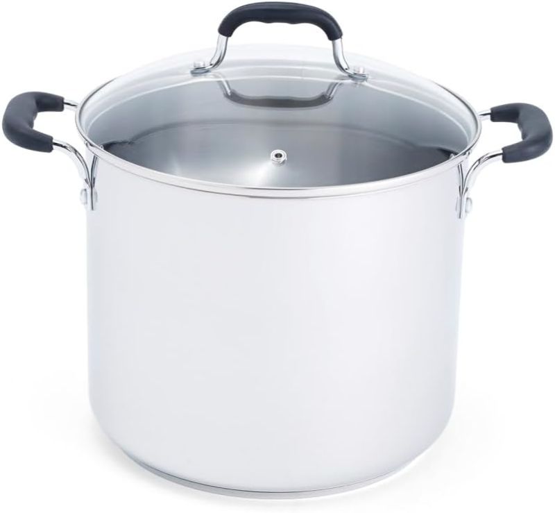 Photo 1 of T-fal Specialty Stainless Steel Stockpot 12 Quart Oven Safe 350F Pots and Pans, Cookware Silver
