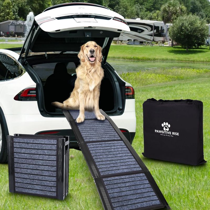 Photo 1 of [2024 Upgraded] Pawsitive Rise 63" Long, 17" Wide Folding Dog Ramp for Cars, SUVs, and Trucks – Non-Slip, Portable Ramp for Small, Medium, Large, Old, and Injured Dogs, Supports Up to 200 lbs.