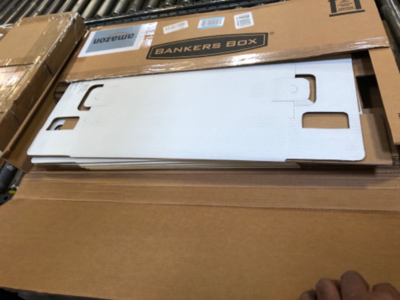 Photo 1 of Bankers Box 12 Pack X-RAY Basic-Duty File Storage Boxes, Standard Setup, Secure Tab Lock Closure, White/Blue