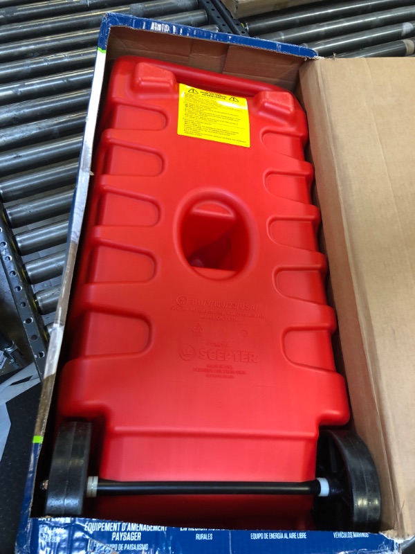 Photo 2 of Scepter Flo N' Go Duramax 14 Gallon Portable Gas Fuel Tank Container Caddy with LE Fluid Transfer Siphon Pump and 10 Foot Long Hose, Red Gasoline