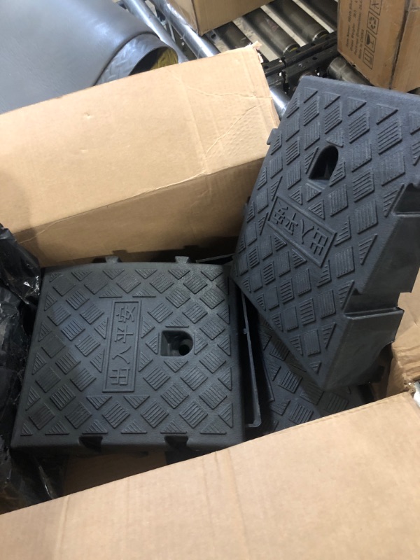 Photo 1 of QTLCOHD 4 Pack Curb Ramps 2" Rise Height Heavy Duty Driveway Curb Ramps Portable Threshold Ramps Track Ramps Small Step Ramps for Cars, Wheelchairs, Bikes,Motorcycles