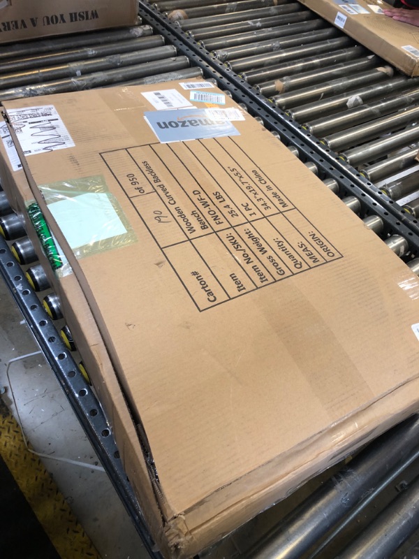 Photo 1 of Kdgarden Outdoor Wooden Curved Backless Porch Bench Rustic Style Cedar/Fir Wood Log Fire Pit Bench for Patio Garden Deck and Backyard, 40"-55" W×14" D×16.5" H, Natural Finish