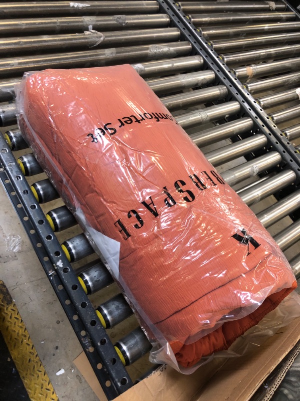 Photo 1 of AMBERSPACE Burnt Orange Queen Comforter Set, Minimalist Lightweight Comforter for Crinkle Design Queen Bed Set, Bedding Queen Size, 3 Piece with Modern Comforter & Shams (Queen, 90"x90")