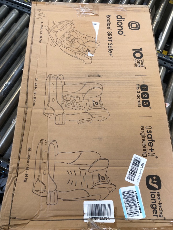 Photo 3 of Diono Radian 3RXT SafePlus, 4-in-1 Convertible Car Seat, Rear and Forward Facing, SafePlus Engineering, 3 Stage Infant Protection, 10 Years 1 Car Seat, Slim Fit 3 Across, Black Jet