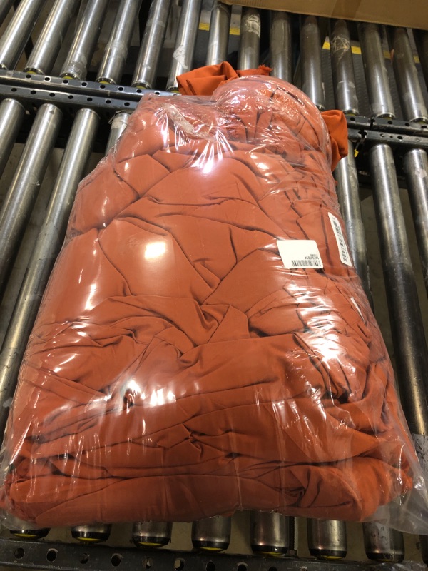 Photo 1 of Andency Full Size Comforter Set, Burnt Orange Terracotta Bed in a Bag 7 Pieces, Boho Tufted All Season Bedding Sets with 1 Comforter, 1 Flat Sheet, 1 Fitted Sheet, 2 Pillow Shams, 2 Pillowcases