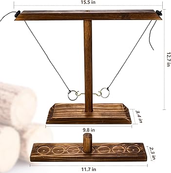 Photo 1 of  Ring Toss Game for Adults, Wooden Hook and Ring Game Handmade for Bars, Home, Party, Yard Games, Outdoor Indoor Games for All Ages, Large Size 16" X 13"