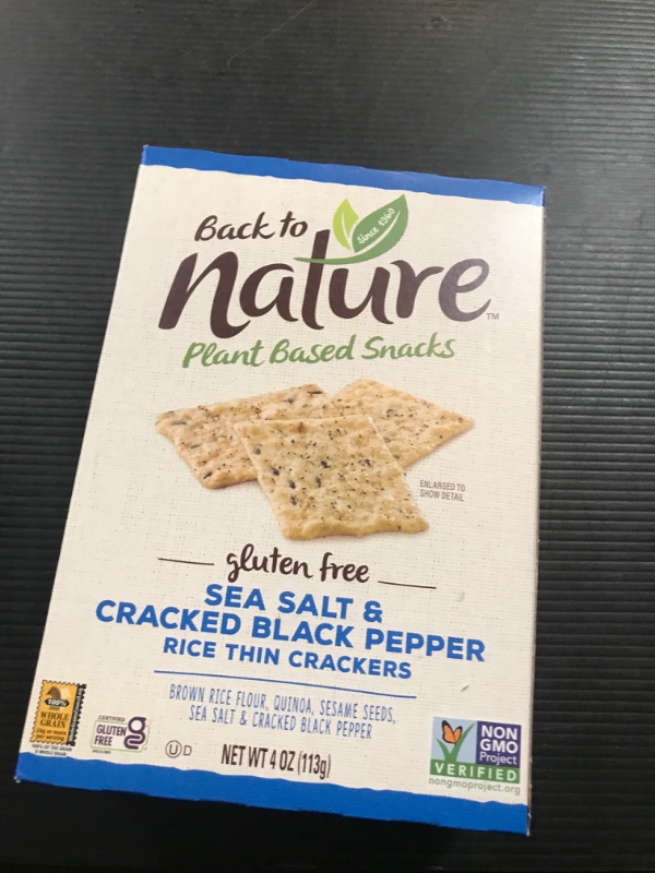 Photo 3 of EX 12/21/2024-----Back to Nature Gluten Free Crackers, Sea Salt & Cracked Black Pepper Rice Thins - Dairy Free, Non-GMO, Made with Whole Grain Brown Rice Flour, Delicious & Quality Snacks, 4 Ounce? Sea Salt & Cracked Black Pepper 4 Ounce (Pack of 1)