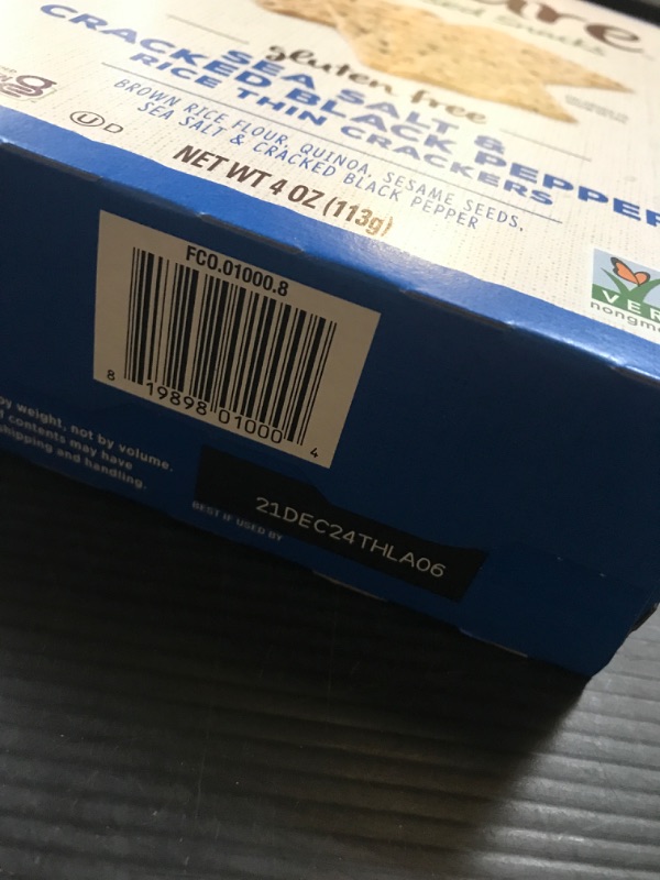 Photo 2 of EX 12/21/2024-----Back to Nature Gluten Free Crackers, Sea Salt & Cracked Black Pepper Rice Thins - Dairy Free, Non-GMO, Made with Whole Grain Brown Rice Flour, Delicious & Quality Snacks, 4 Ounce? Sea Salt & Cracked Black Pepper 4 Ounce (Pack of 1)