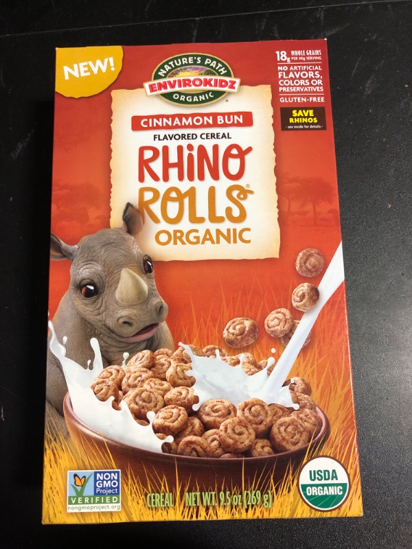 Photo 2 of EnviroKidz Rhino Rolls Organic Cinnamon Bun Cereal,9.5 Ounce,Gluten Free,Non-GMO,EnviroKidz by Nature's Path EXP DEC 20/2025