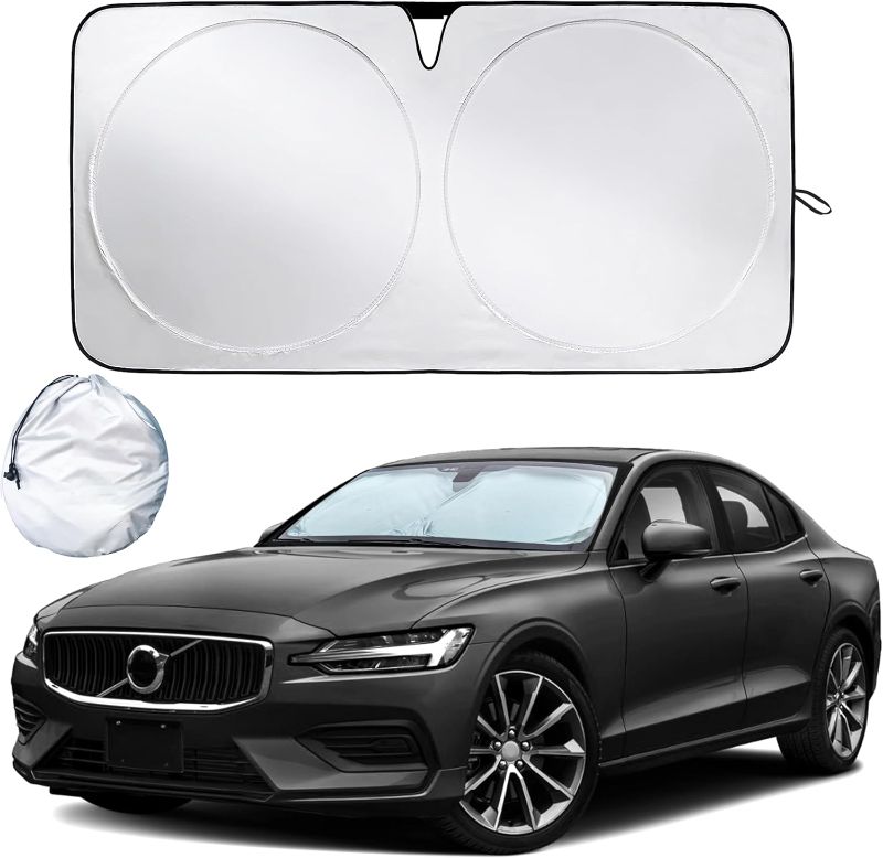 Photo 1 of EcoNour Mirror Cut Car Windshield Sun Shade | Foldable Automotive Sun Blocker for Front Windshields | Premium Sun Protection for Cars, Trucks & SUVs | Medium (64" x 32")
