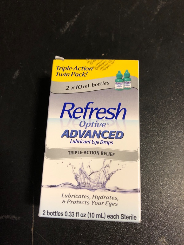 Photo 2 of Refresh Optive Advanced Eye Drops, 0.33 Fl Oz (Twin Pack) EXP AUG 2026