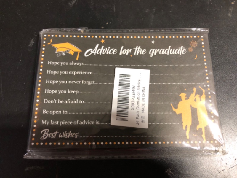 Photo 2 of 24 Pack Graduation Advice Cards Bulk, Black Graduation Advice and Wishes Cards, Grad Advice Paper Cards Graduate Graduation Party Decorations Supplies for Senior High School College, 4 x 6 inch