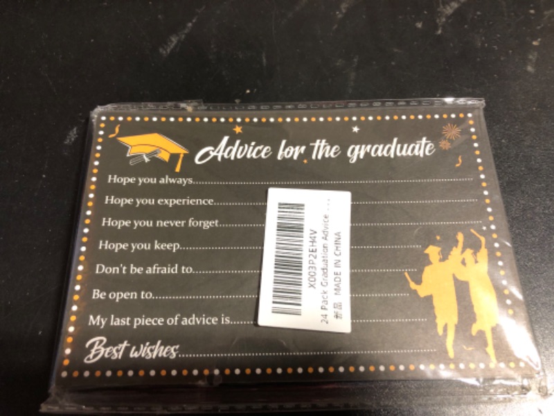 Photo 2 of 24 Pack Graduation Advice Cards Bulk, Black Graduation Advice and Wishes Cards, Grad Advice Paper Cards Graduate Graduation Party Decorations Supplies for Senior High School College, 4 x 6 inch