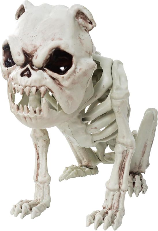 Photo 1 of NEROSUN Halloween Skeleton Decorations, 10" Dog Skeleton Plastic Puppy Bones, Bulldog Skeleton for Halloween Indoor Outdoor Graveyard Spooky Scene Party Decor
