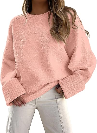 Photo 1 of ANRABESS Women's Oversized Crewneck Long Sleeve Fuzzy Knit Casual Chunky Warm 2024 Fall Pullover Sweaters Top Trendy Outfits SIZE XL