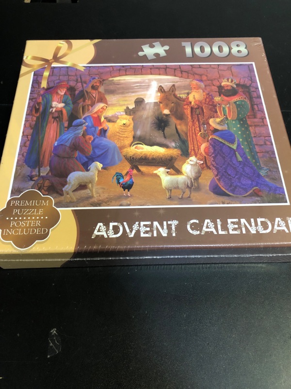 Photo 2 of Nativity Scene Puzzle Advent Calendar 2024-1008 Pieces 24 Boxes Jigsaw Puzzles Countdown to Christmas for Adult Kids Family Game Puzzle,Christmas Gift