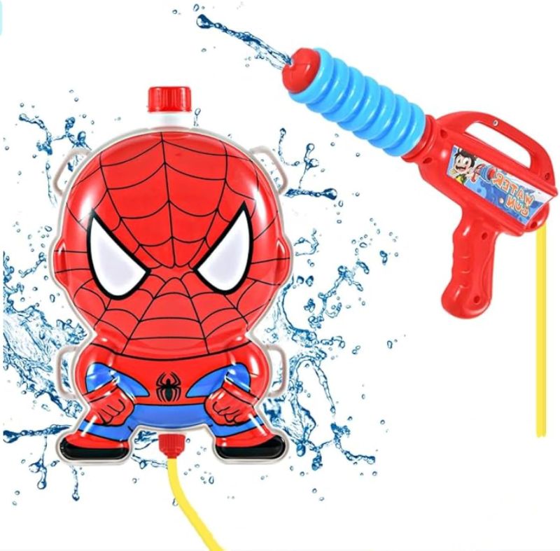 Photo 1 of Spider Backpack Water Gun for Kids Adults, Super Hero Squirt Gun with 1.3L Water Tank, Adjustable Straps Summer Swimming Pool Outdoor Water Fighting Toys for Beach Water Fight Game, Red
