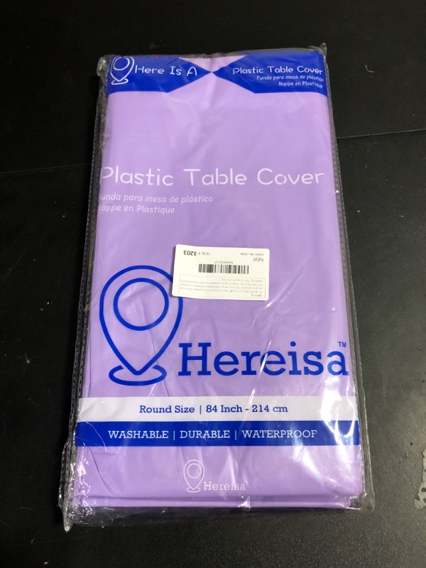 Photo 2 of Hereisa Brand Round Lavender Plastic 84" Disposable Tablecloth (3 Pack), Party & Event Decorative Cover