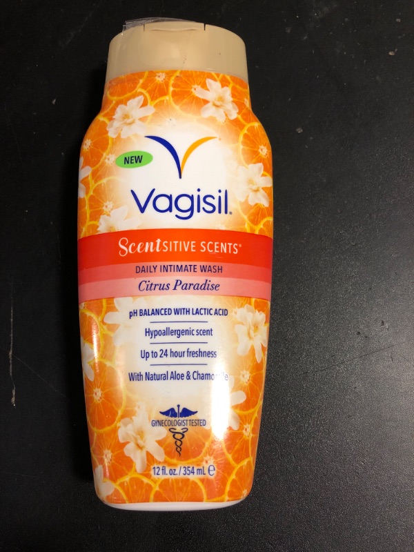 Photo 2 of Vagisil Feminine Wash for Intimate Area Hygiene, Scentsitive Scents, pH Balanced and Gynecologist Tested, Citrus Paradise, 12 oz (Pack of 1)