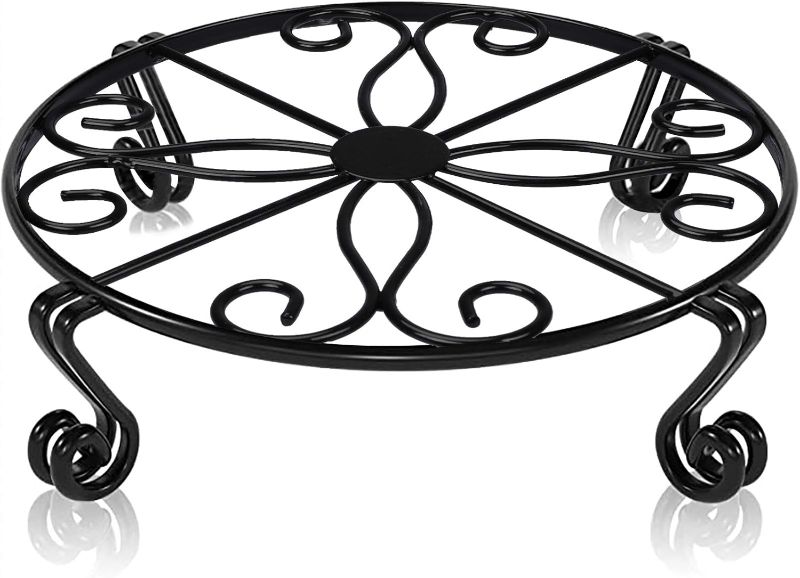 Photo 1 of Black Plant Stand for Flower Pot Heavy Duty Potted Holder Indoor Outdoor Metal Rustproof Iron Garden Container Round Supports Rack 3PCK