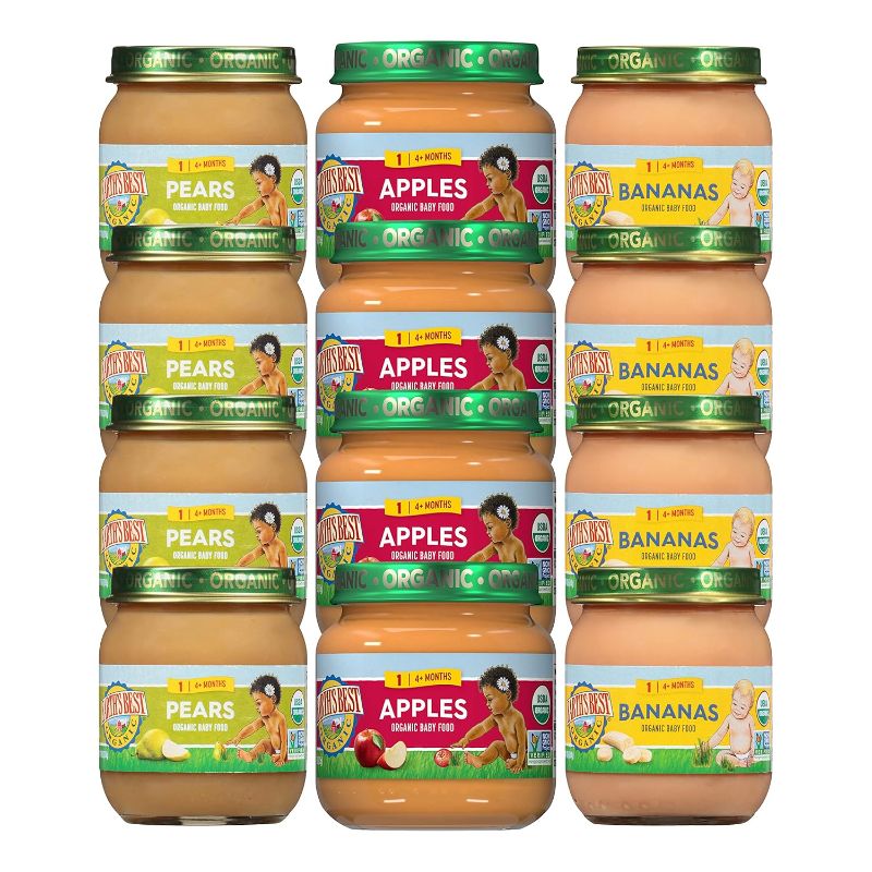 Photo 1 of Earth's Best Organic Baby Food Jars, Stage 1 Fruit Puree for Babies 4 Months and Older, Organic Fruit Variety Pack, 4 oz Resealable Glass Jar (Pack of 12)
EXP DEC 17 2025