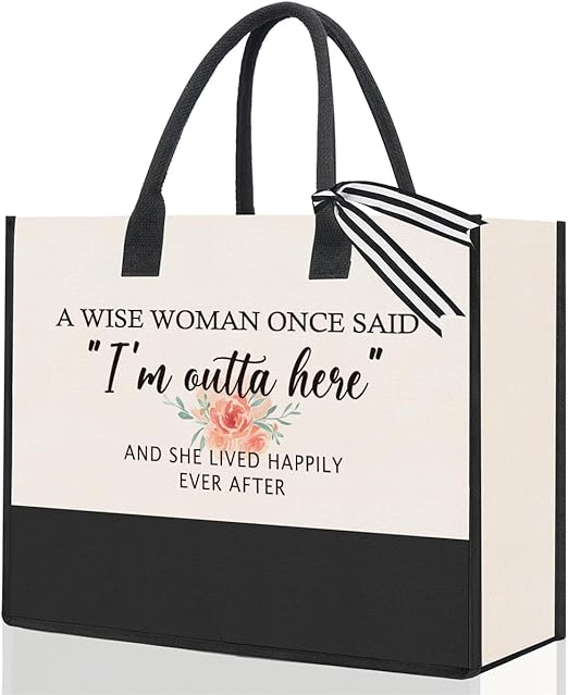 Photo 1 of Funny Retirement Gifts for Women Tote Bag, Retired Tote Bag, Happy Retirement Party Decorations Retirement Tote Gift Bag, Retired Gifts Coworker Leaving Gifts for Women Friends Boss
