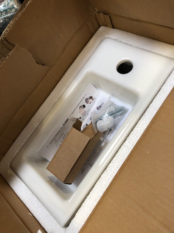 Photo 1 of Wall Hung Basin Sink Small Cloakroom Basin Rectangle Ceramic Wash Basin Right Hand (Left Hand)