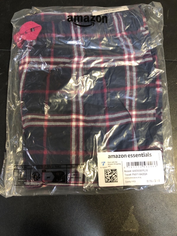 Photo 2 of Amazon Essentials Women's Flannel Sleep Pant - Discontinued Colors, Navy Red Large Plaid, Medium