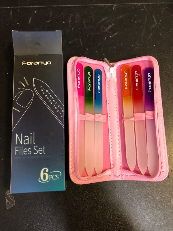 Photo 2 of Foranyo 6 Pcs Glass Nail File Set, Providing Salon-Like Results from The Comfort of Your Home?Specially Crafted for Natural Nail Enthusiasts(Pink 6 pcs)