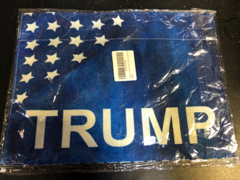 Photo 2 of Shmbada Donald Trump 2024 Take America Back Double Sided Garden Flag Burlap Vertical Patriotic Yard Lawn Outdoor Decorative Small Flags, 12.5 x 18.5 Inch