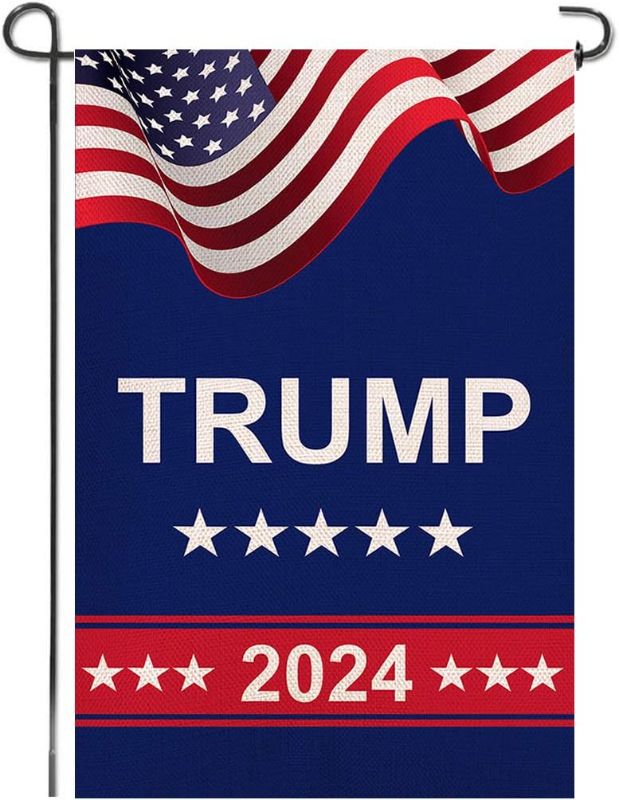 Photo 1 of Shmbada American President Donald Trump 2024 Make Keep US America Great Burlap Garden Flag