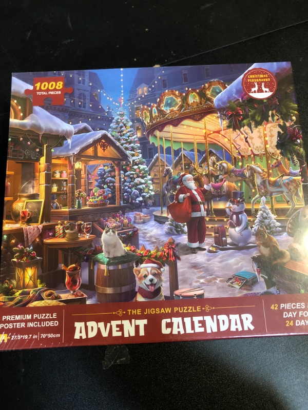 Photo 1 of Jigsaw Puzzle Advent Calendar 2024 for Kids and Adults- 1008 Pieces Puzzle 24 Days Christmas Countdown Calendar - Family Game Christmas Gifts for Kids Adults - Christmas Playground(27.56 x 19.68 Inch)