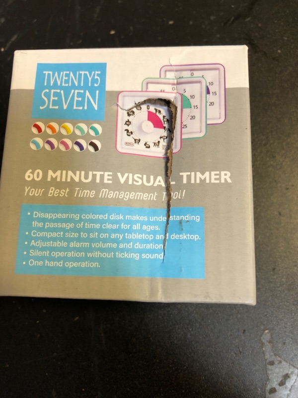 Photo 1 of Visual Timer with Protective Case, 60-Minute Countdown Timer for Kids Autism ADHD Classroom Home Office, Countdown Clock for Teaching Work Meeting Time Management, Navy Blue with Colorful Disc