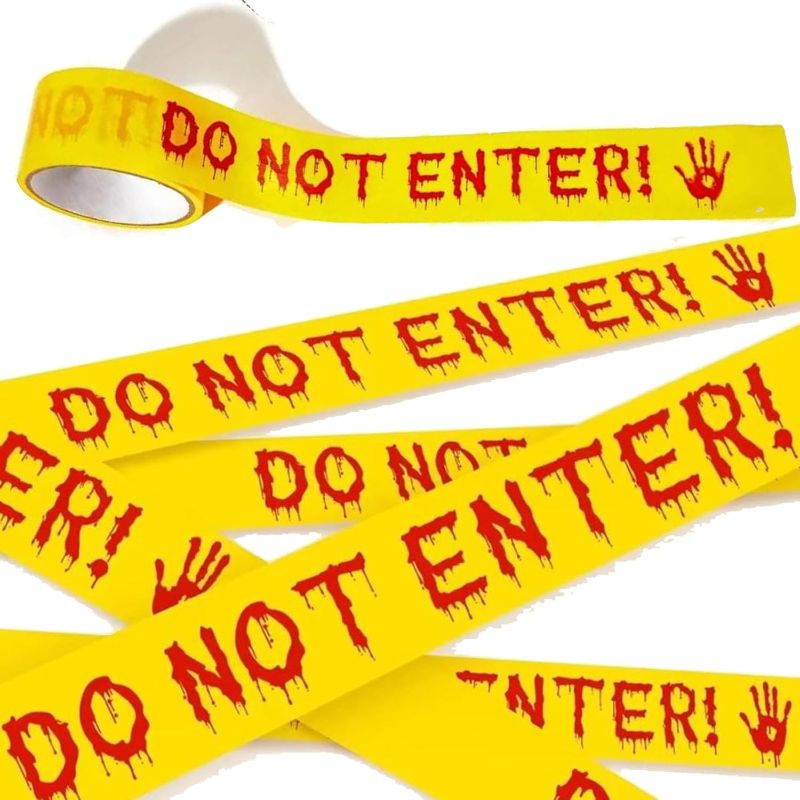 Photo 1 of 1.9 inch x 82 ft Halloween Decorations Caution Tape, DO NOT Enter Halloween Caution Tape Roll, Scary Hazard Warning Tape for Crime Scene Halloween Party Decorations Indoor Outdoor
