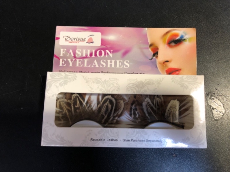 Photo 2 of Dorisue tiger-print Eyelashes Brown feather eyelashes 3D Triple Sexy tiger-striped Fake Eyelashes Handmade Feather Eyelash Tarzan franchise Costume Halloween P6