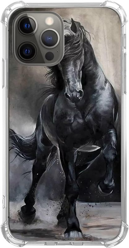 Photo 1 of Black Horse Case for iPhone 13 Pro, Cool Horse Animal Cover for Girls Boys Women Men, Unique Trendy TPU Bumper Cover Case for iPhone 13 Pro
