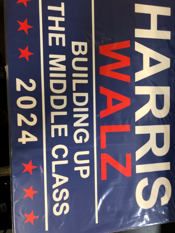 Photo 2 of Harris Walz Yard Sign,Kamala Harris Waltz 2024 Yard Sign,12" x 18" Double Sided Print with H-Stakes,Kamala Harris Tim Walz Lawn Sign Campaign Rally Placard,Building Up The Middle Class