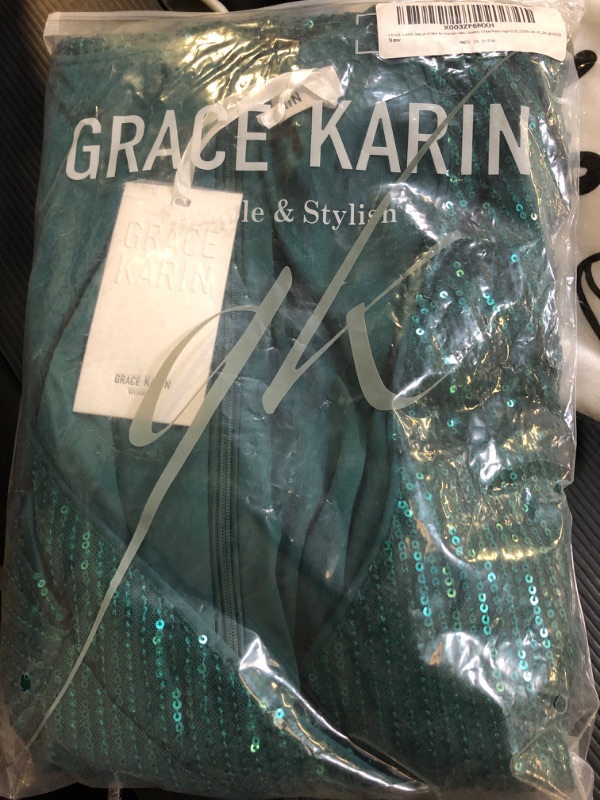 Photo 2 of GRACE KARIN Sequin Dress for Women Sexy Sparkly Glitter Party Night Dress Wrap V-Neck Bodycon Cocktail Dresses Blue Green