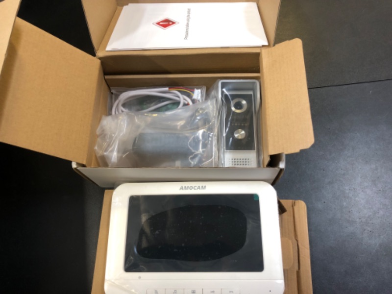 Photo 1 of AMOCAM Video Intercom System, 7 Inche Monitor Wired Video Door Doorbell Kit, Outdoor IR Camera Door Intercom, Support Monitoring, 2-Way Intercom Unlocking for Home