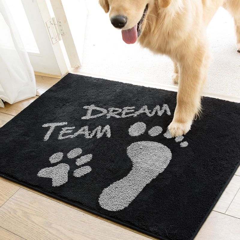 Photo 1 of Dirt Trapper Inside Door Mat, Dream Team Non-Slip Machine Washable Rugs for Entryway, Dog Mat, Super Absorbent Area Rug for Muddy Wet Shoes and Paws, Shoes Scraper, 20" x 31.5'', Black
