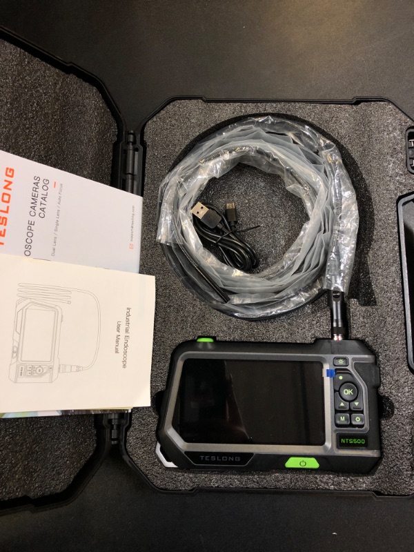 Photo 2 of Dual Lens Endoscope with 5" Monitor, Teslong NTS500 Industrial Waterproof Borescope Inspection Camera with 0.21in Front & Side-View Double Lens with 9.8FT Probe, 5-Inch IPS LCD Screen & Case