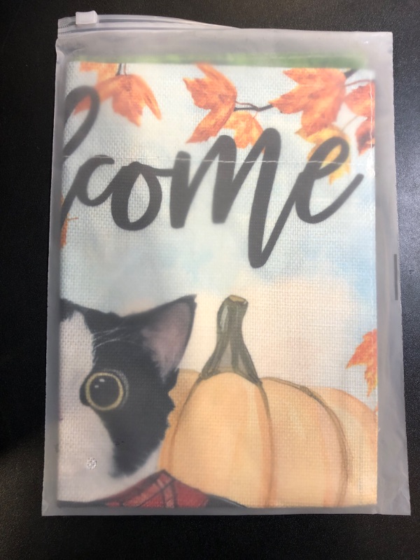 Photo 2 of DLZDN Welcome Fall Cat Garden Flag Autumn Tuxedo Cat Pumpkins Flag 12×18 Inch Double Sided Vertical Burlap Farmhouse Yard Flag Thanksgiving Holiday Outdoor Decor