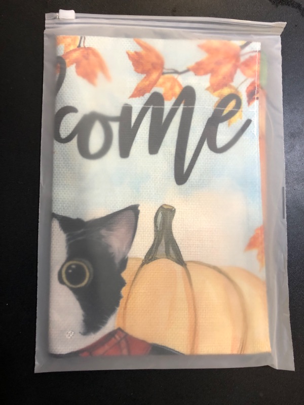 Photo 2 of DLZDN Welcome Fall Cat Garden Flag Autumn Tuxedo Cat Pumpkins Flag 12×18 Inch Double Sided Vertical Burlap Farmhouse Yard Flag Thanksgiving Holiday Outdoor Decor