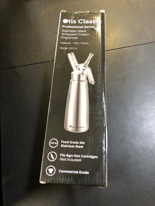 Photo 2 of Otis Classic 304 Stainless Steel Whipped Cream Dispenser, 500ml w/ 3 Decorating Nozzles - Commercial Grade Quality Made of Food Grade Stainless Steel - Easy to Use and Clean Ideal for Desserts for Home Chef