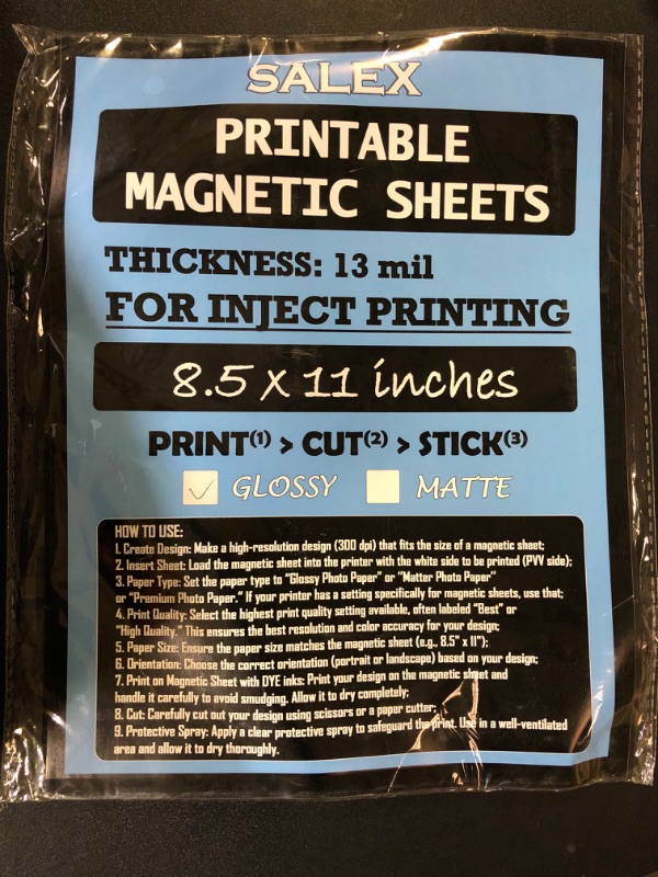 Photo 1 of Printable Magnetic Sheets 8.5" x 11" for Inkjet Printers, Stickers, 5 Pack - Blank Glossy Magnet Sheet Non Adhesive for DIY, Crafts, Photo Printing, Fridge Images