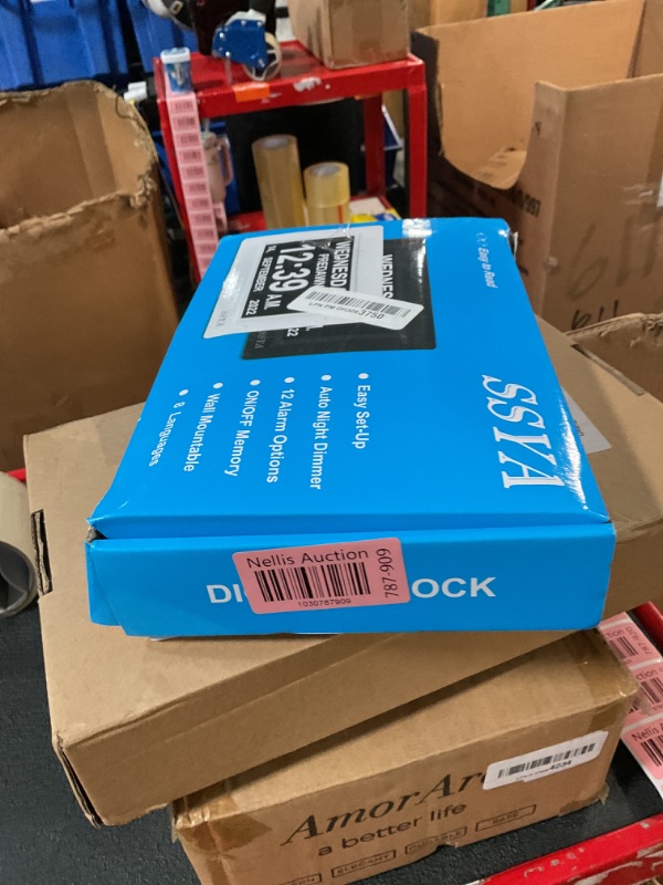 Photo 1 of SSYA 7 Inch Calendar Clock - 12 Alarm Options, Level 5 Auto Dimmable Display,Extra Large Impaired Vision Digital Clock with Non-Abbreviated Day & Month Alarm Clock (7 inch)