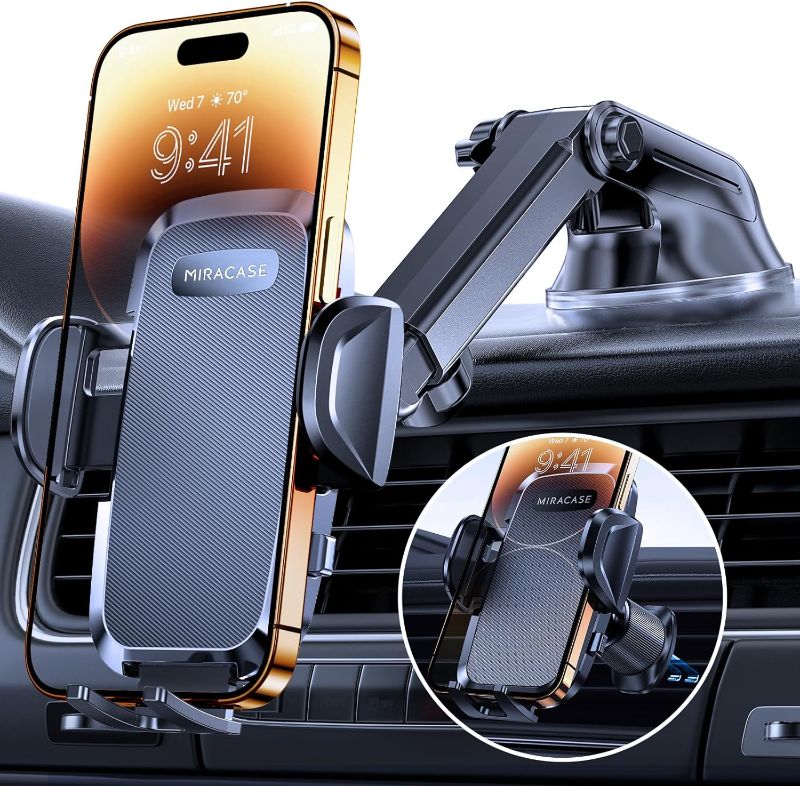 Photo 1 of ***STOCK PHOTO REFERENCE ONLY*** Miracase Phone Holders for Your Car, [Thick Case & Heavy Phone Friendly] Universal Cell Phone Car Mount, 3-in-1 Phone Mount for Car Dashboard Windshield Air Vent Fit for All Smartphones