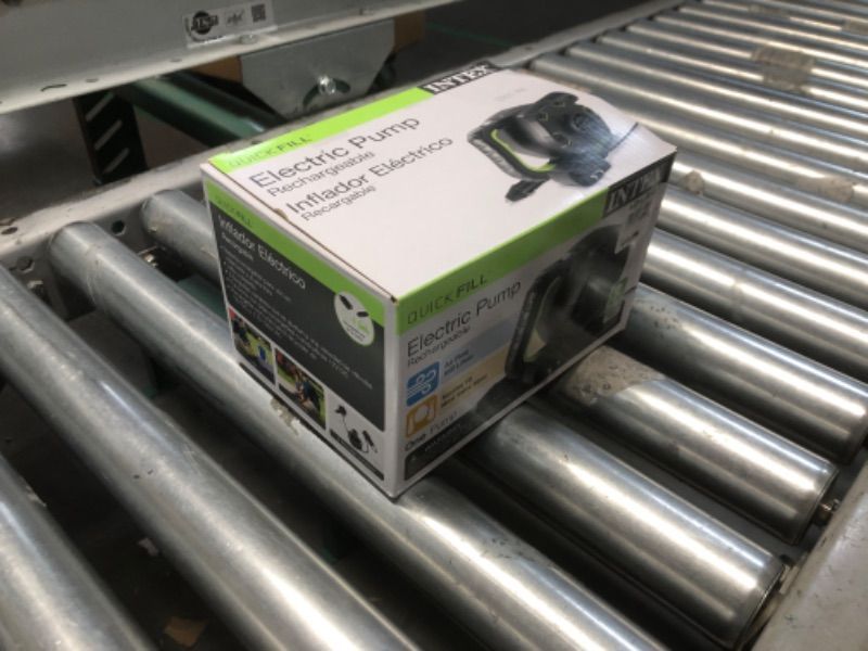 Photo 1 of Intex 66641E QuickFill 120 Volt AC/DC Rechargeable Electric Pump: Inflates and Deflates Air Mattresses, Kayaks, Boats – 3 Nozzles – Easy Carry Handle – 650 L/Min Air Flow – Indoor and Outdoor Use